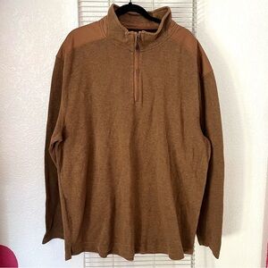 Born Brown Quarter Zip Sweater with Elbow Patches